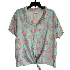 KIRBY New All Over Print Short Sleeve Tie Front Jammie Top Size 2
